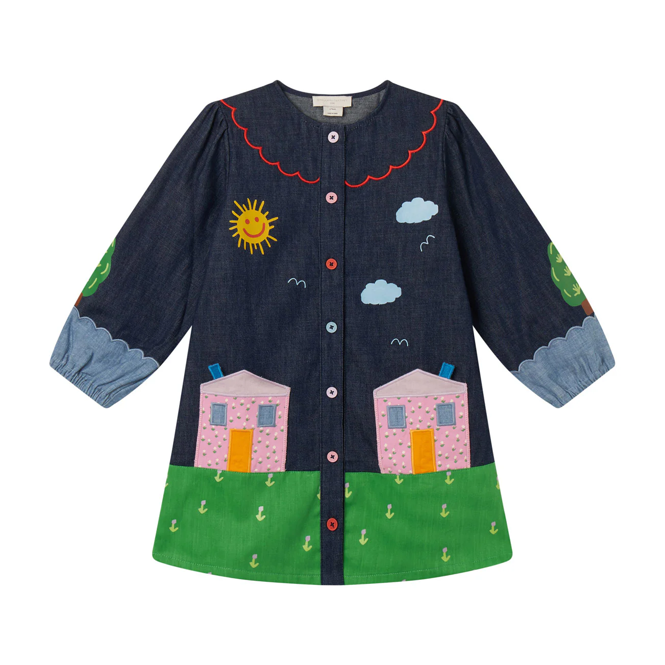 Stella McCartney Navy House Patch Detail Denim Dress