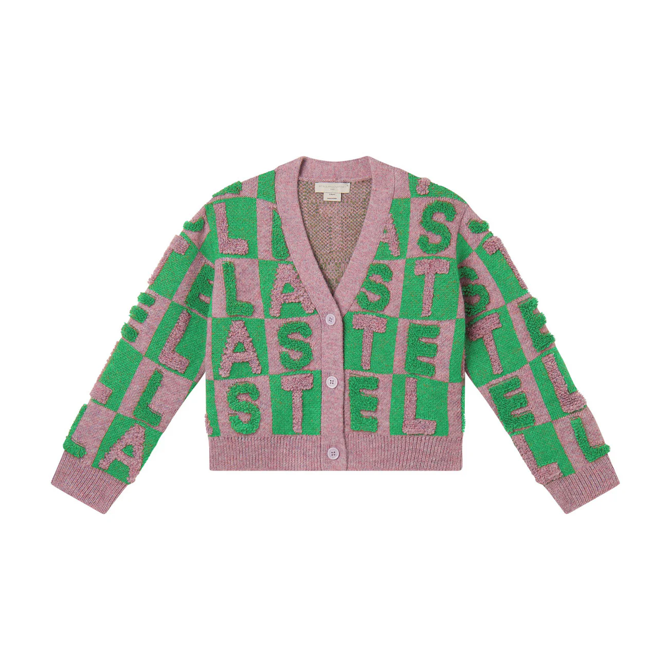 Stella McCartney Pink Green Lettering Cardigan