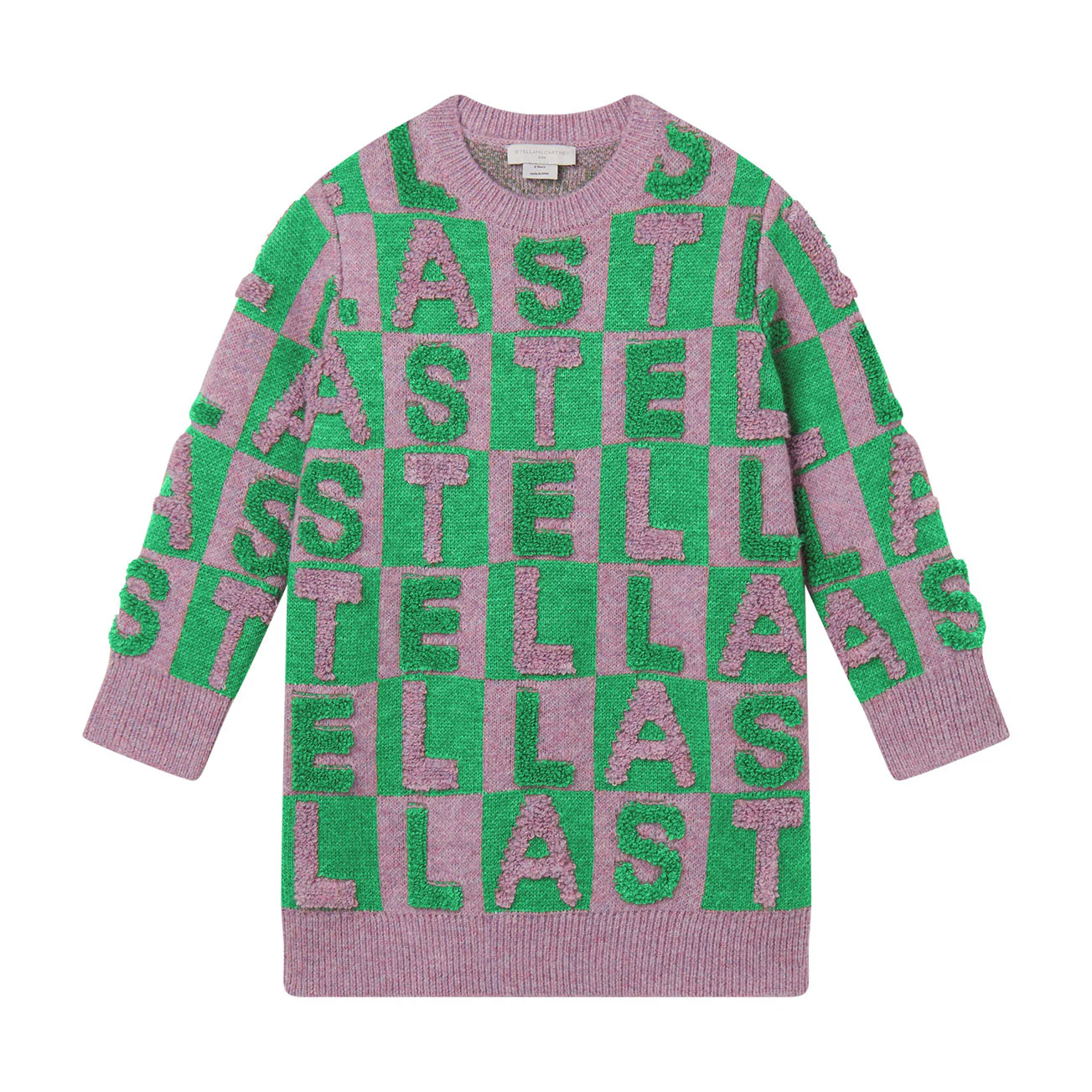 Stella McCartney  Pink Green Lettering Jacquard Dress