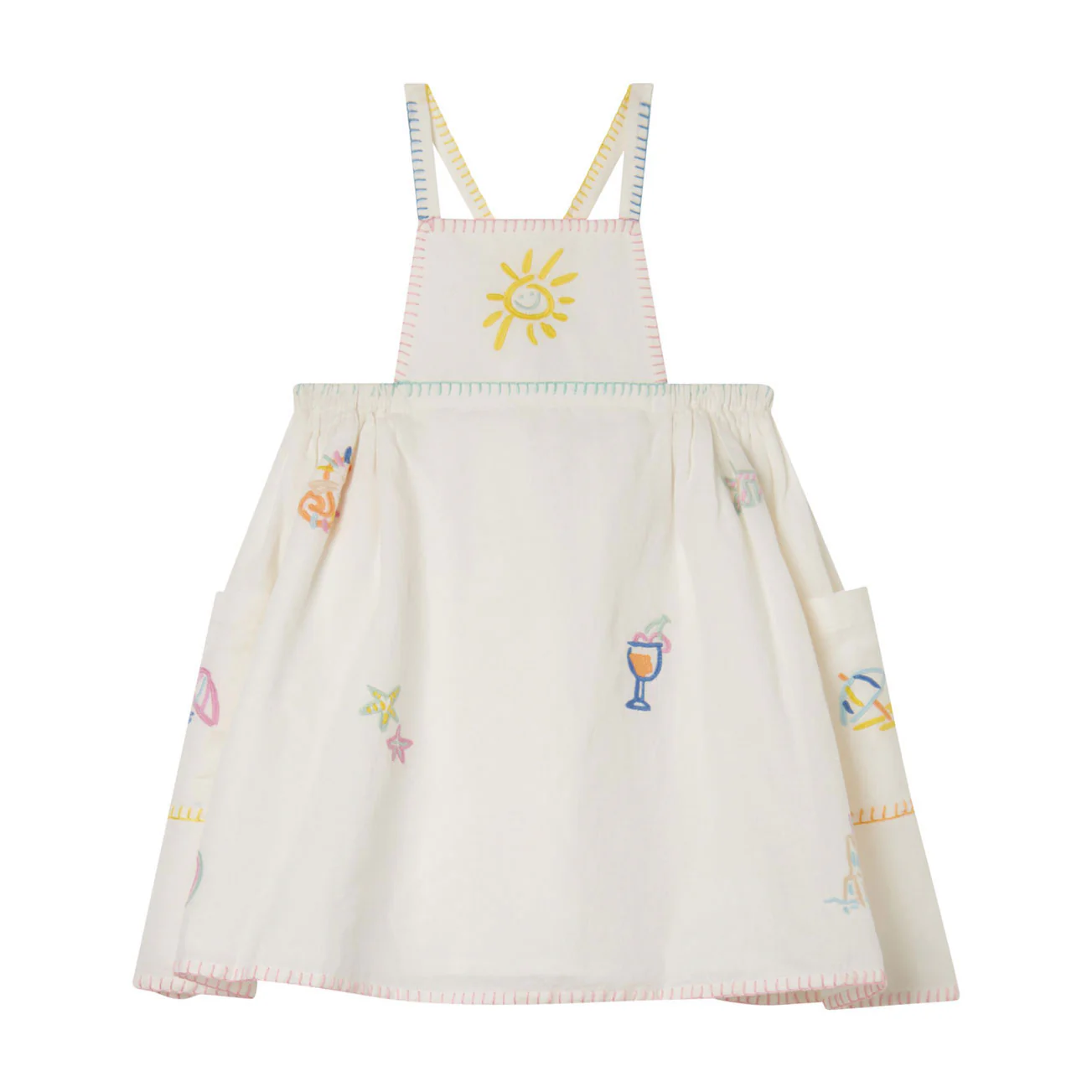 Stella Mccartney White Beach Icons Linen Strappy Dress