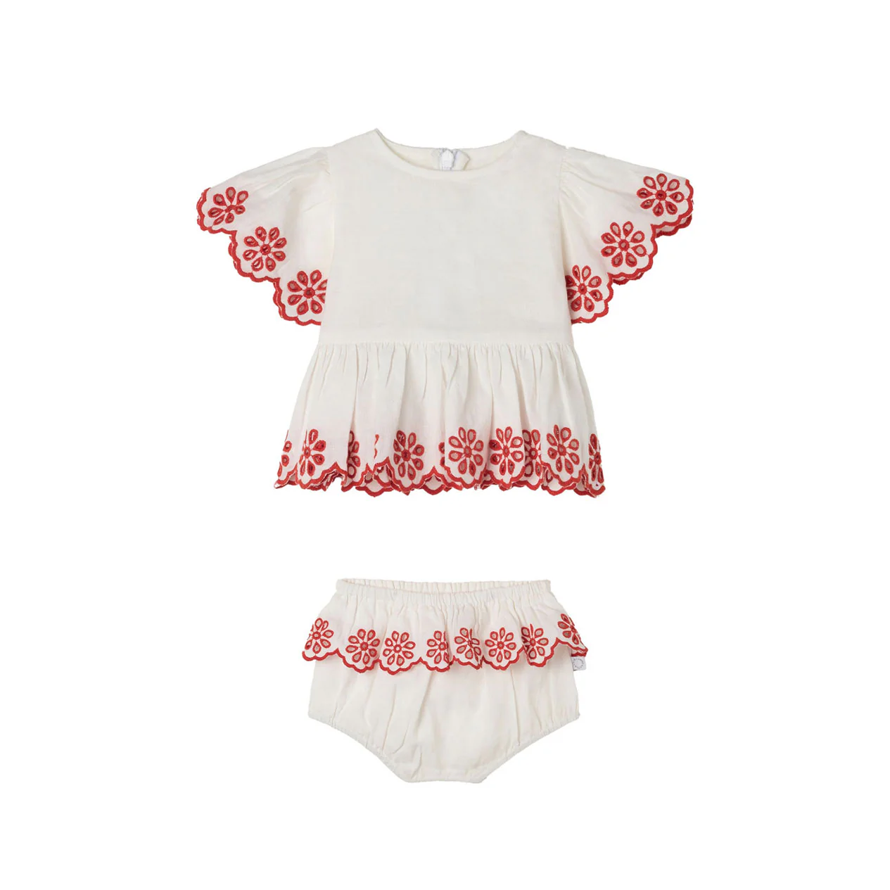 Stella McCartney White Linen Top And Bloomers Set