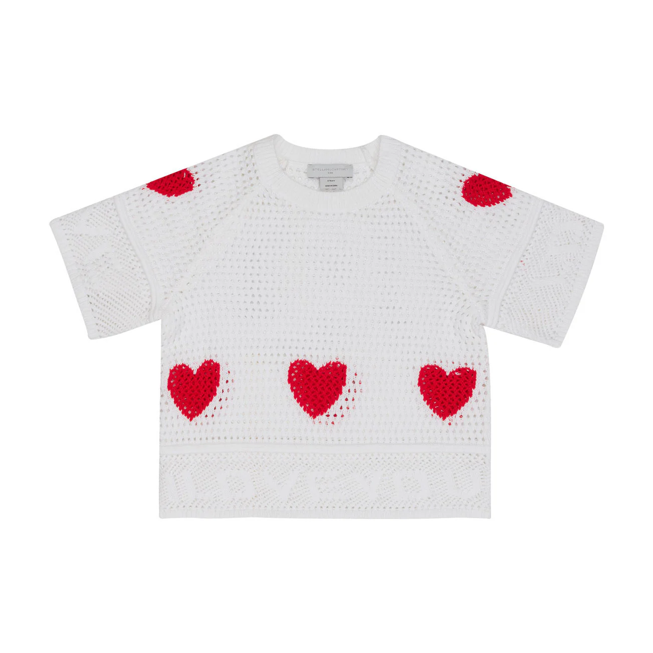 Stella Mccartney White Love Heart Crochet Knit Top