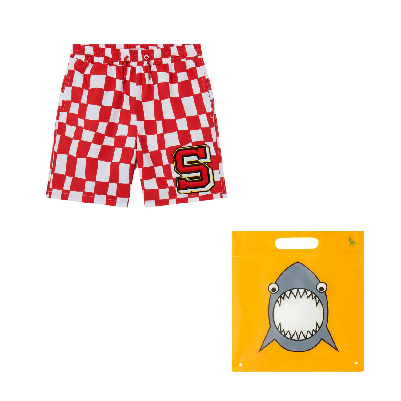 Stella Mccartney White/Red Checkerboard Swim Shorts