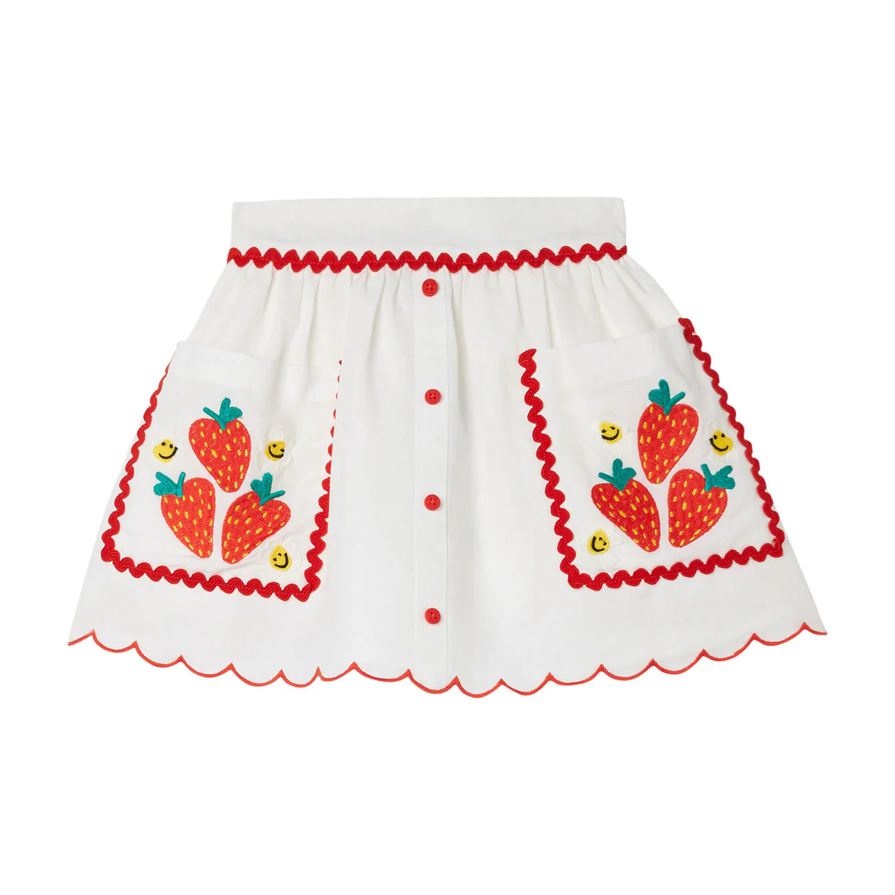 Stella Mccartney White Strawberry Flowers Skirt