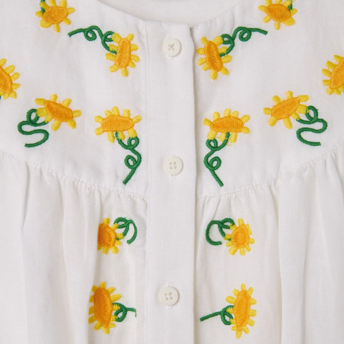 Stella Mccartney White Sunflowers Embroidered Linen Dress - Image 2