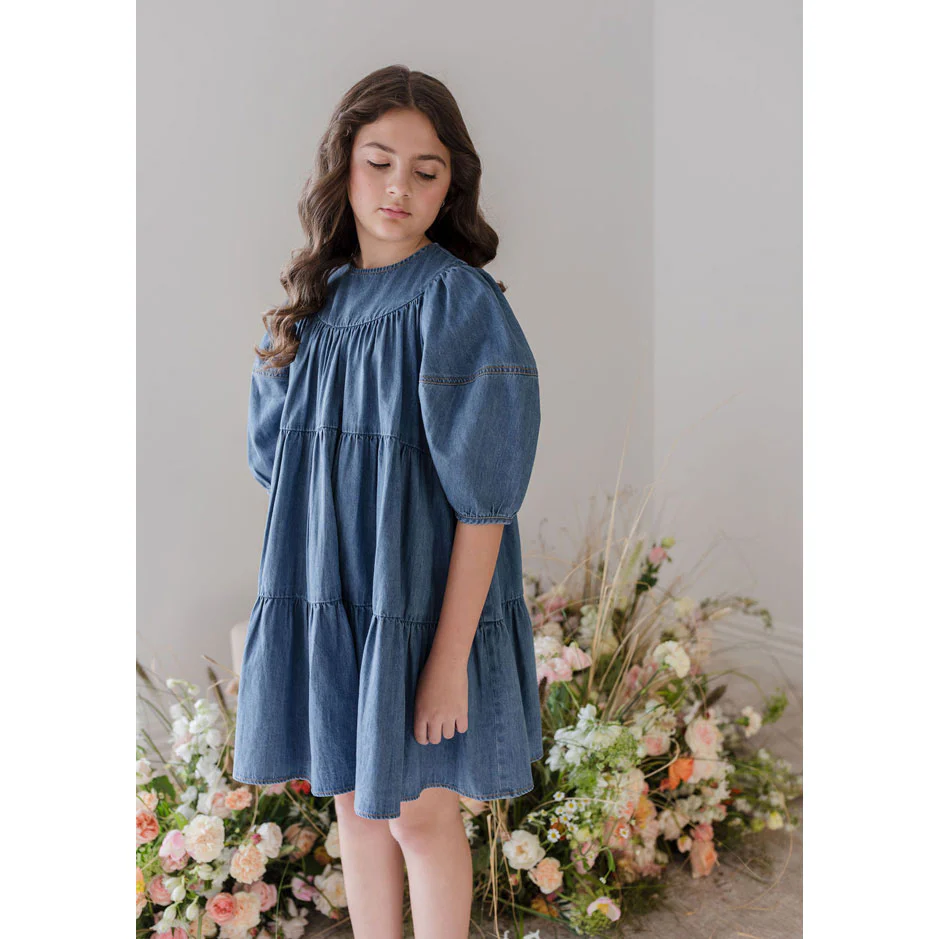 Steph Mid Wash Chambray Smock Dress - Image 2