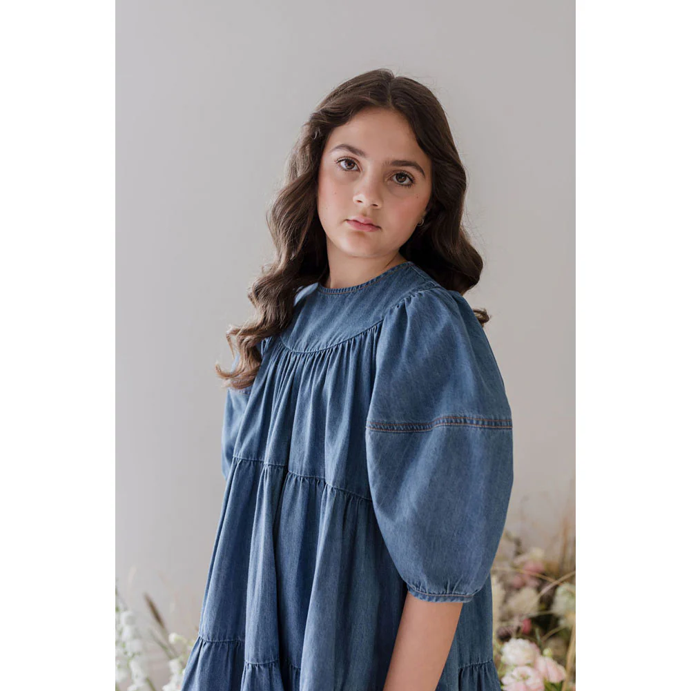 Steph Mid Wash Chambray Smock Dress - Image 3