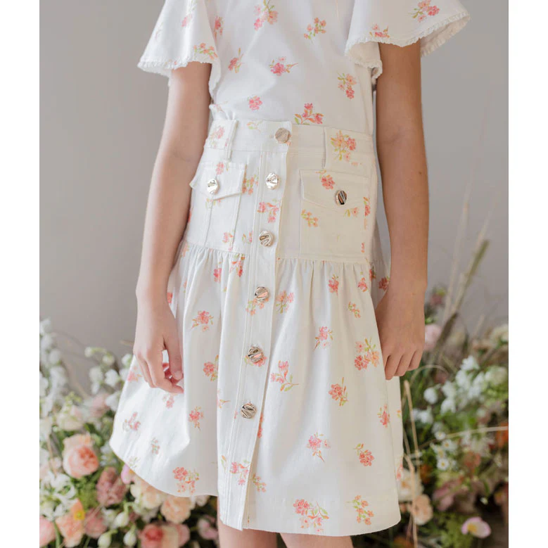 Steph Petite Rose Denim Skirt - Image 2