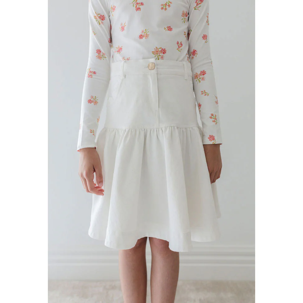 Steph White Wash Lace Trim Denim Skirt - Image 2