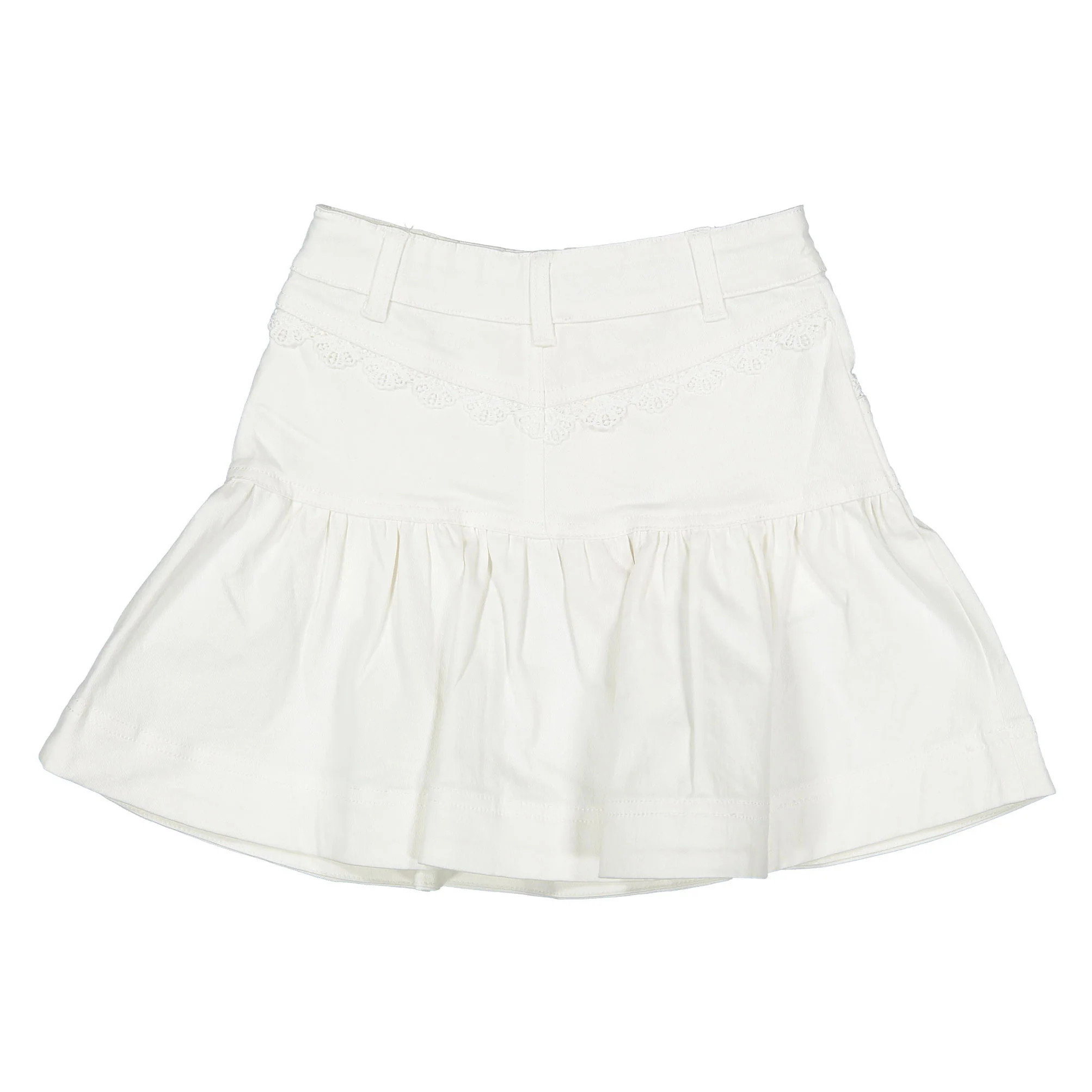 Steph White Wash Lace Trim Denim Skirt - Image 3