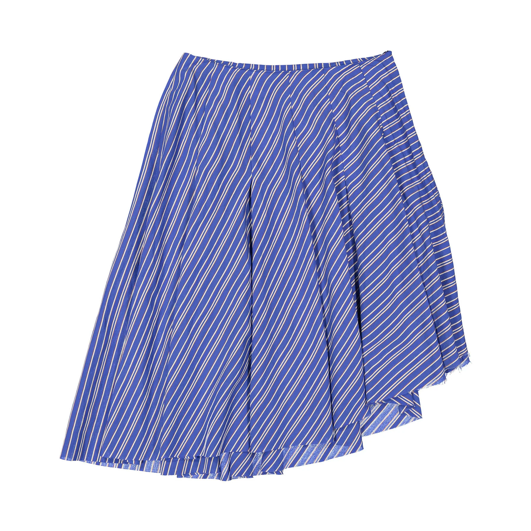Tangerine Blue Striped Asymmetrical Skirt