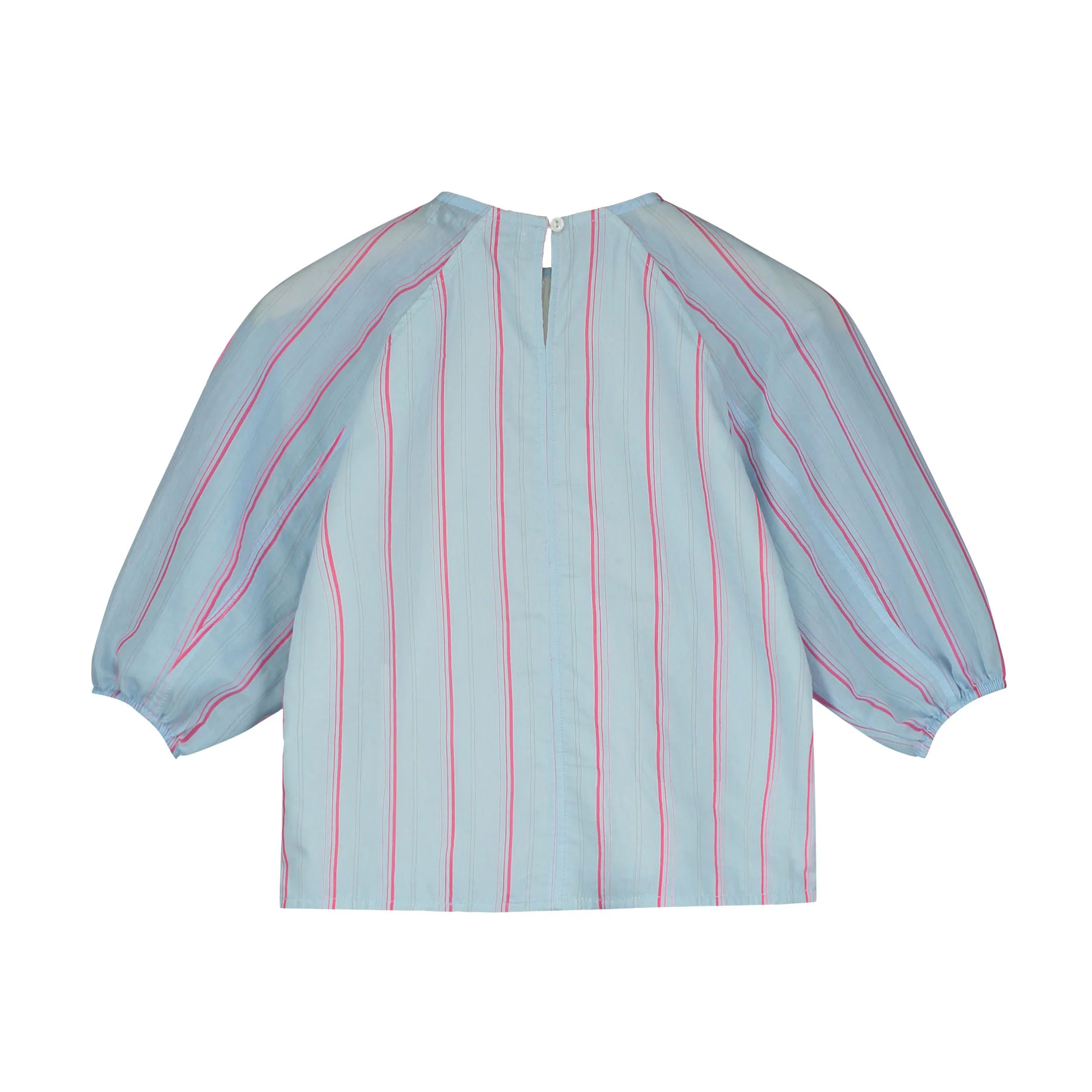 Tangerine Blue Striped Puff Sleeve Blouse - Image 2