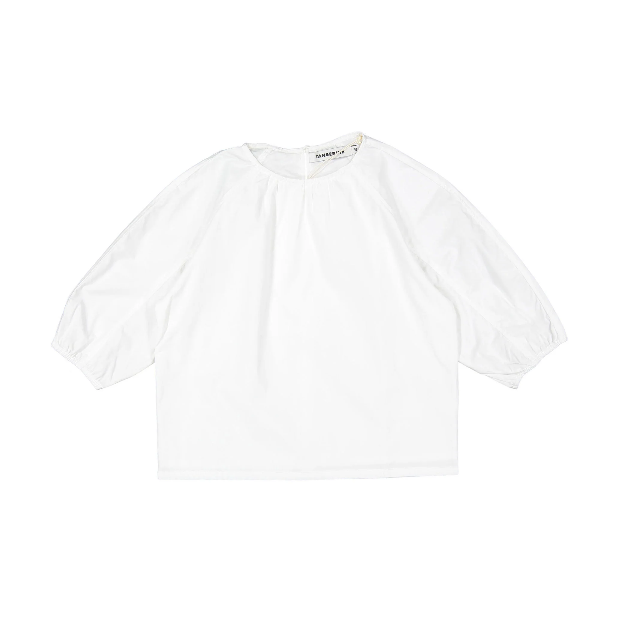 Tangerine White Poplin Puff Sleeve Blouse