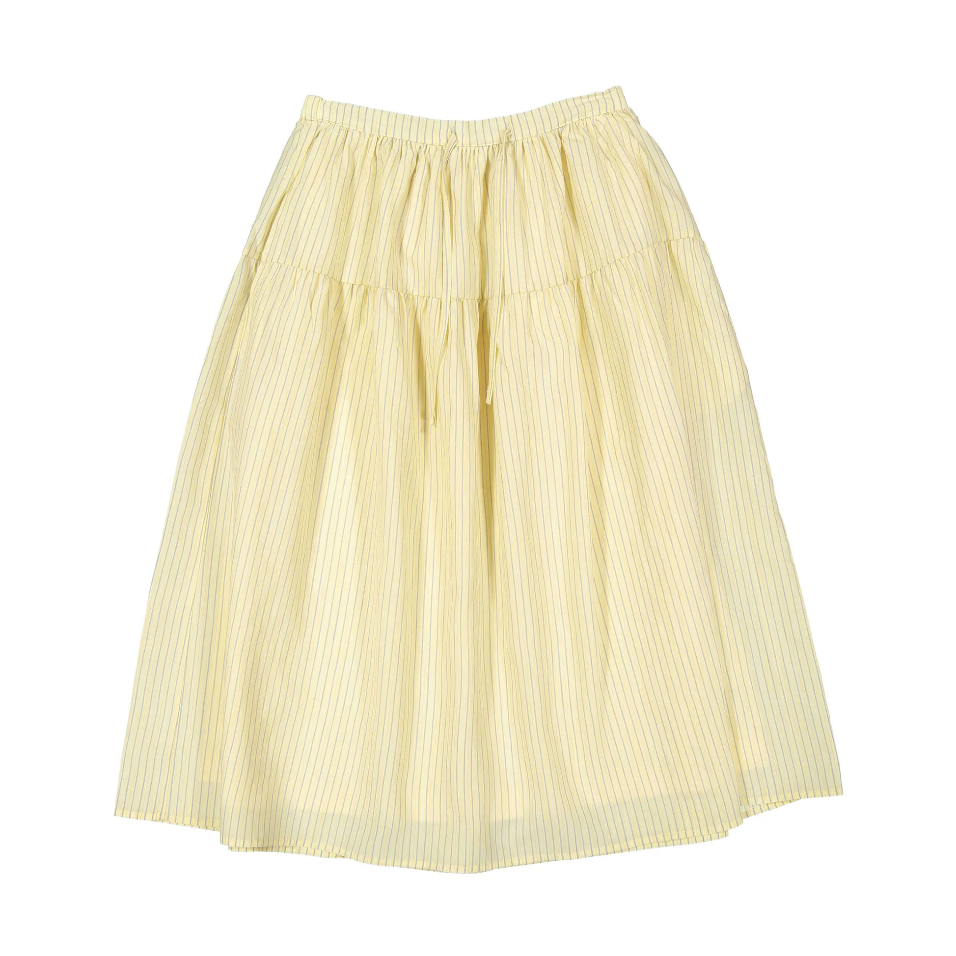 Tangerine Yellow Striped Midi Skirt