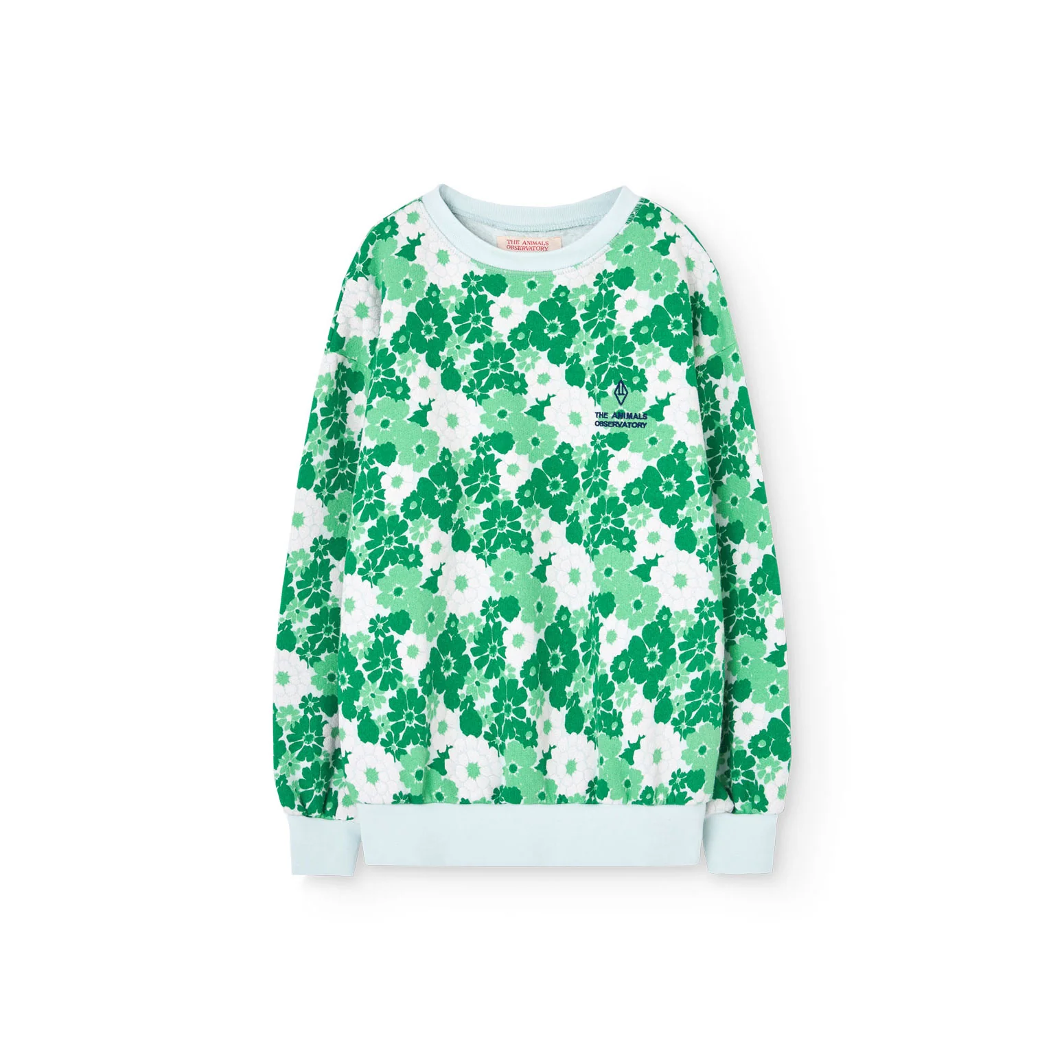 The Animals Observatory Soft Blue Floral Bear Sweatshirt
