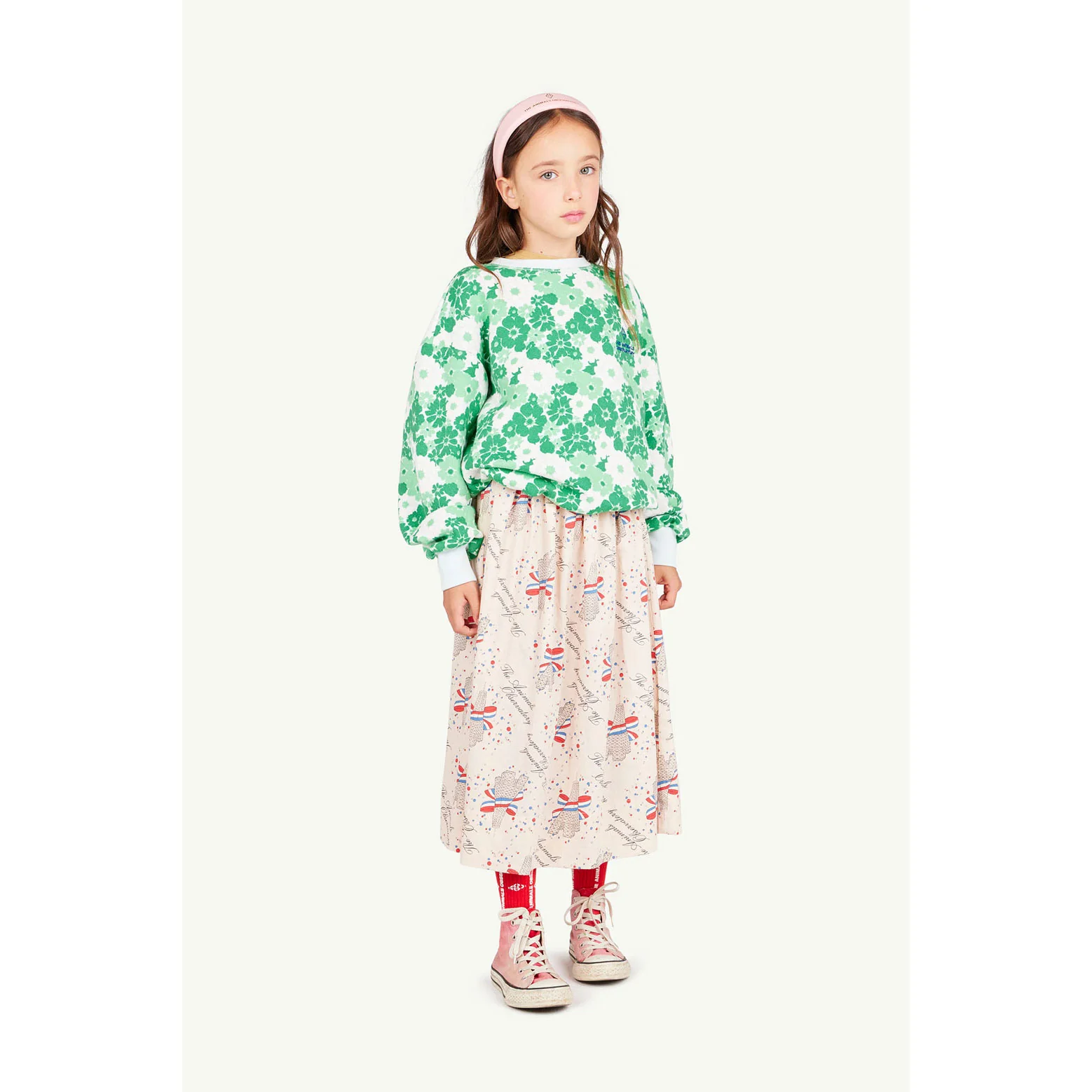 The Animals Observatory Soft Blue Floral Bear Sweatshirt - Image 2