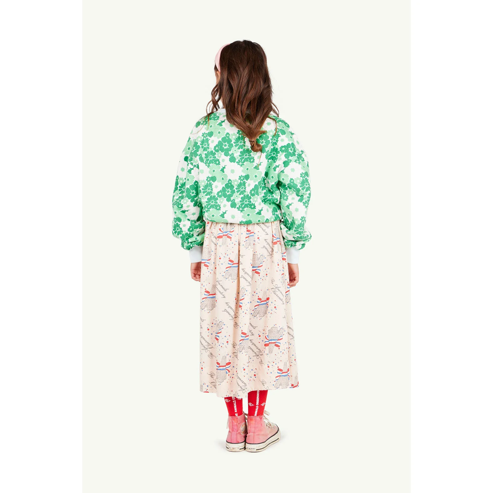 The Animals Observatory Soft Blue Floral Bear Sweatshirt - Image 4