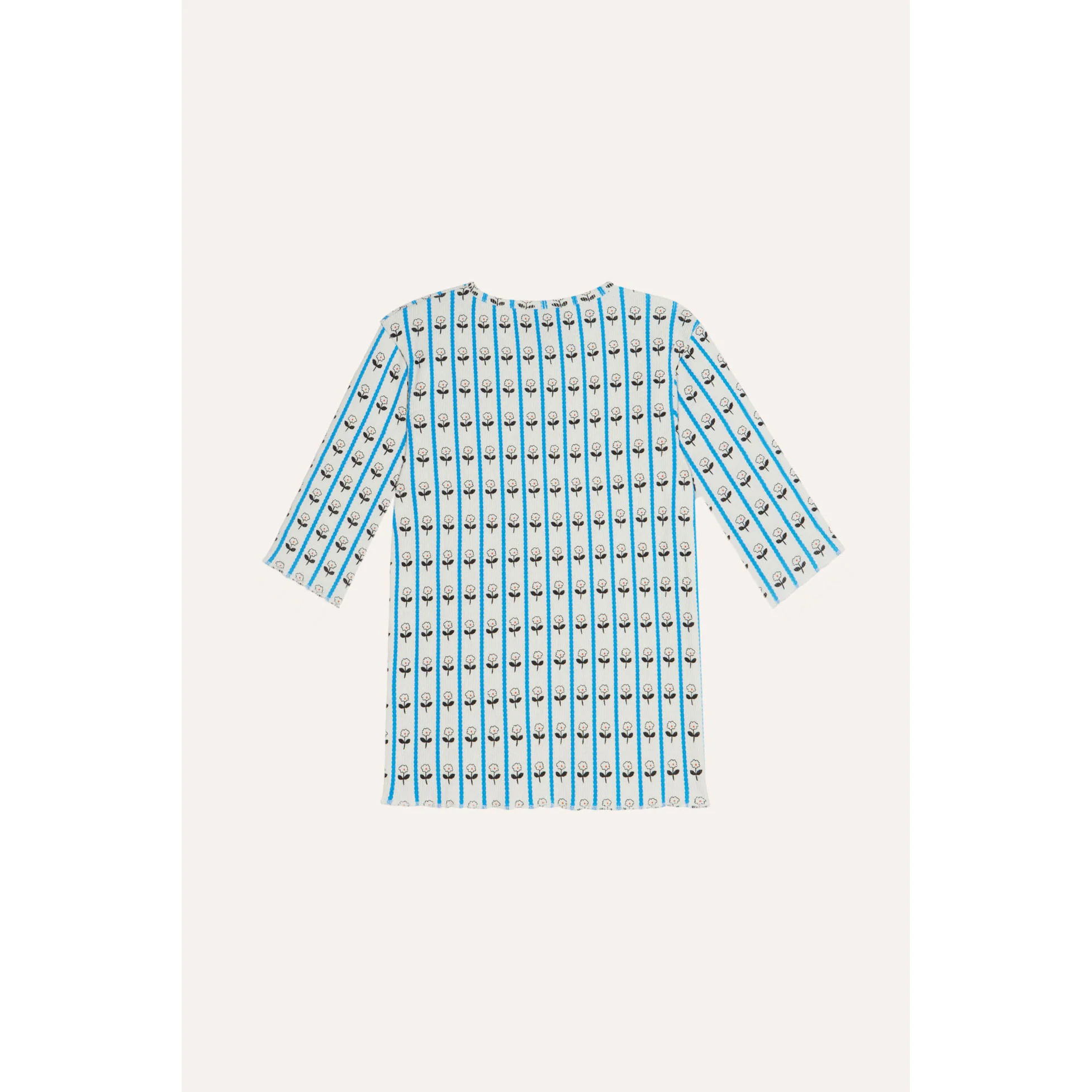 The Campamento Ecru Flower Ribbed 3/4 Sleeve T-Shirt - Image 2