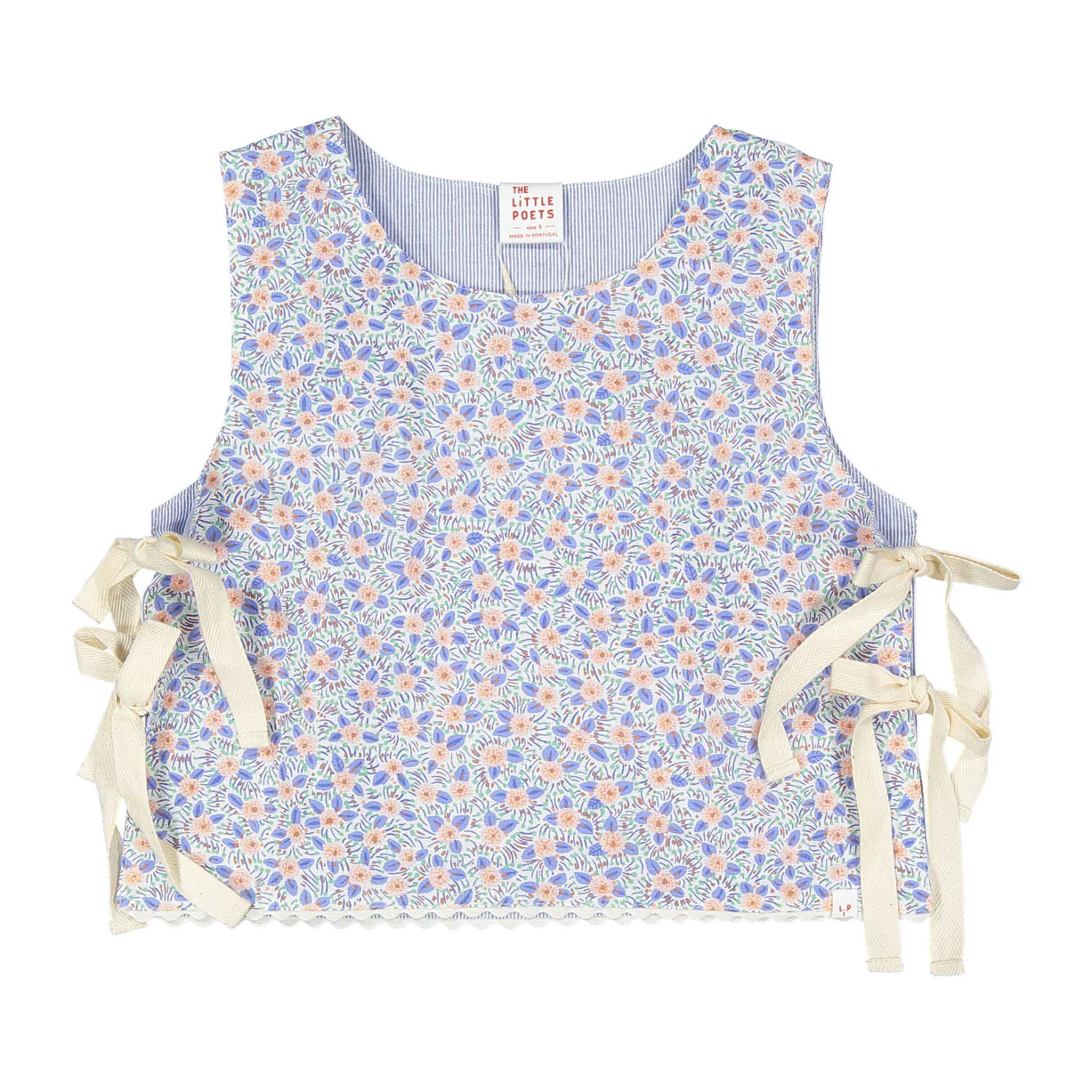 The Little Poets Blue Stripe Flower Reversible Louise Vest