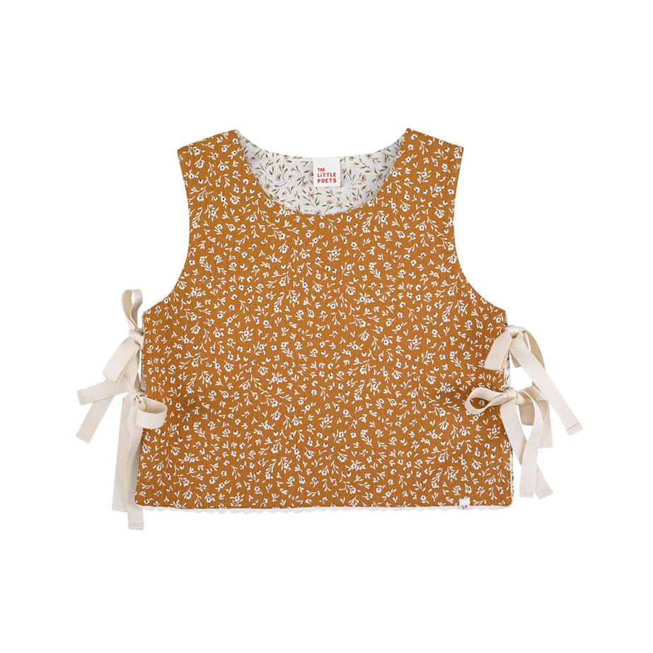 The Little Poets Caramel Flower Reversible Louise Vest