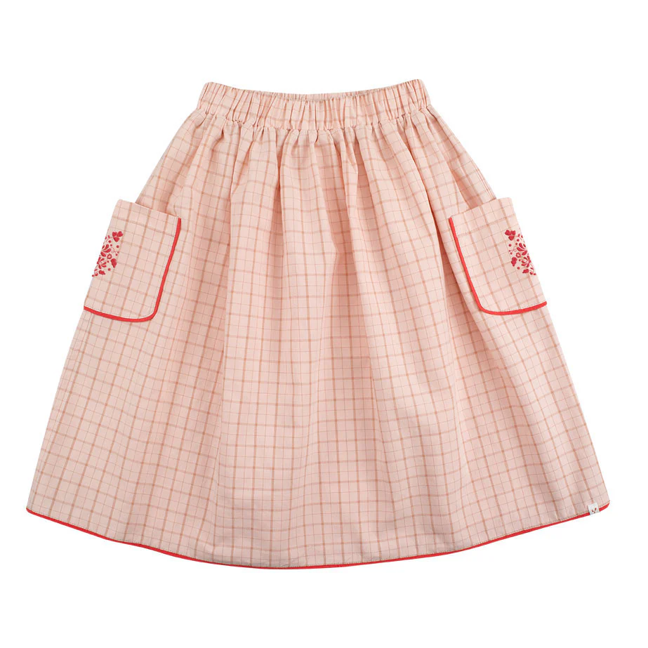 The Little Poets Pink Flower Midi Amalia Skirt