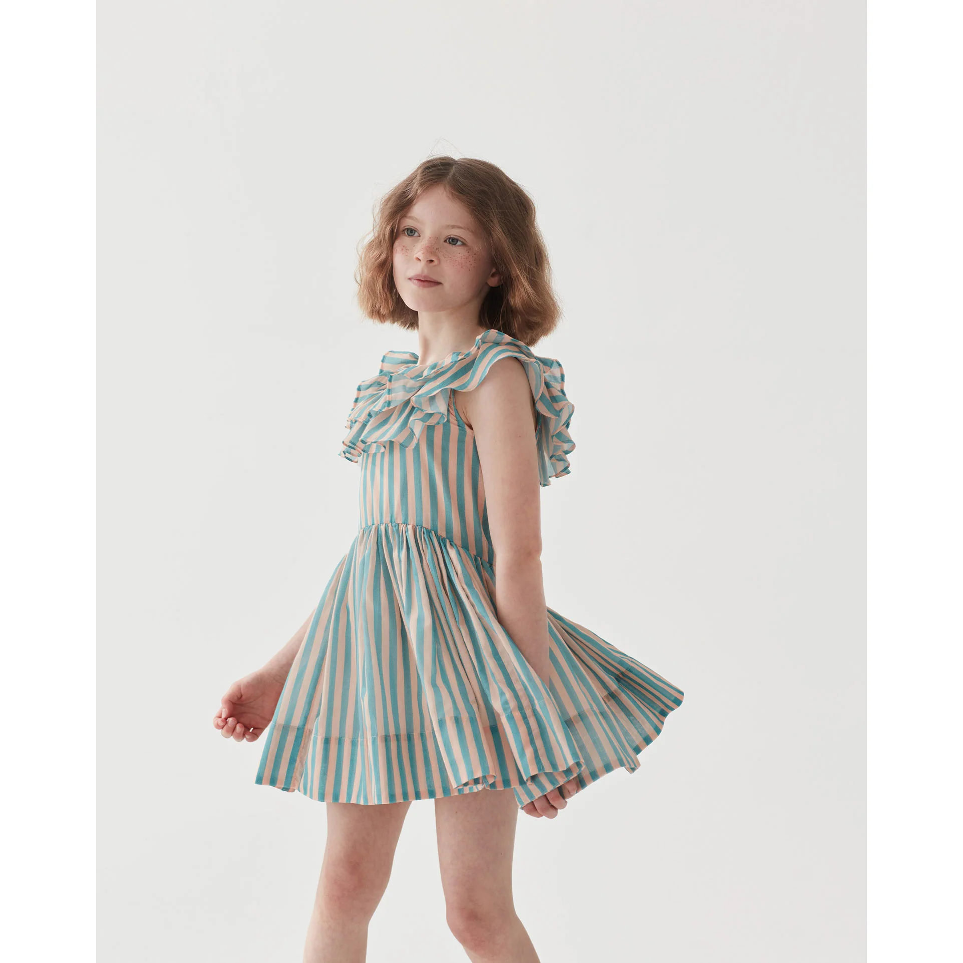The Middle Daughter  Just Peachy/ The Pool Voile Stripe Postcard Dress - Image 2