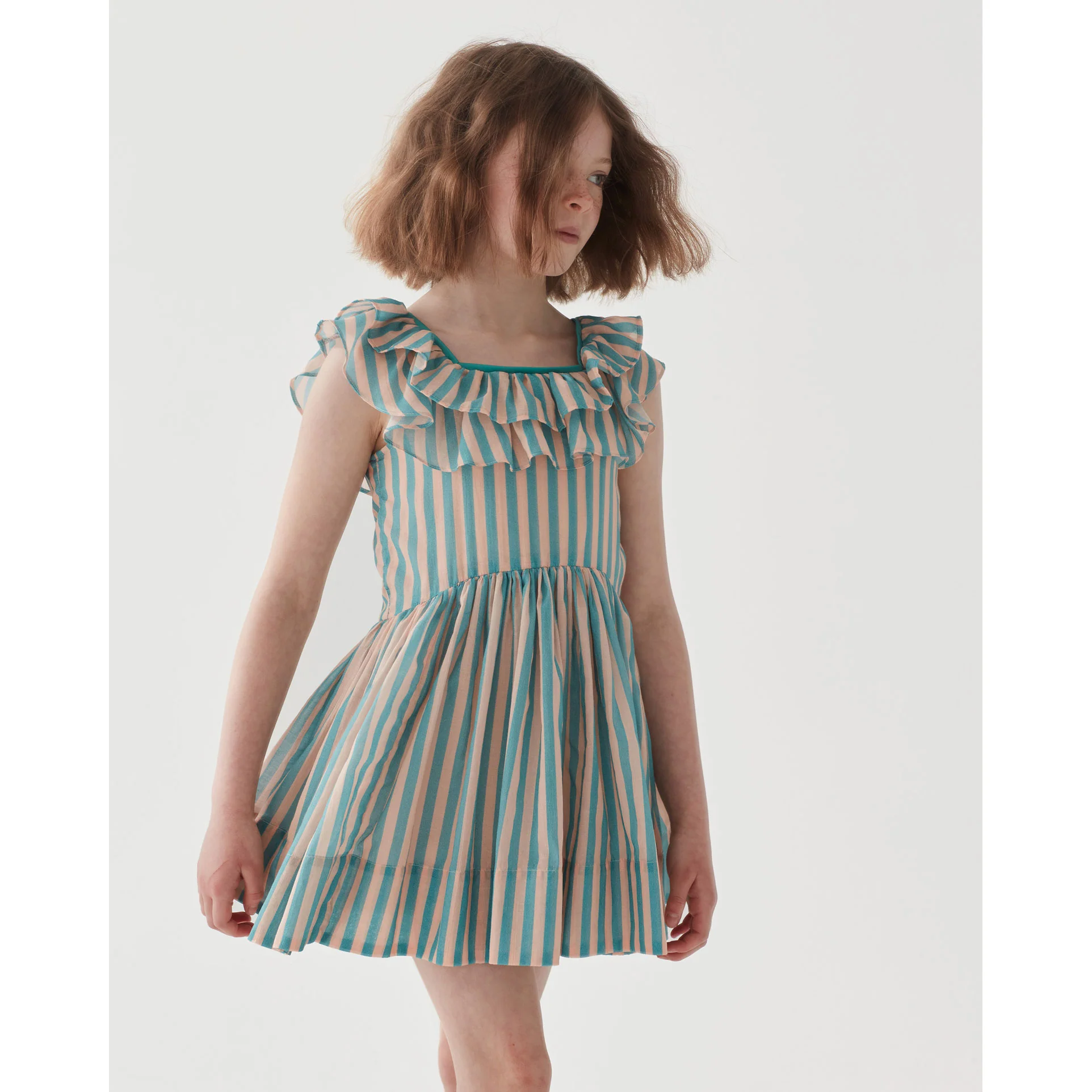The Middle Daughter  Just Peachy/ The Pool Voile Stripe Postcard Dress - Image 4