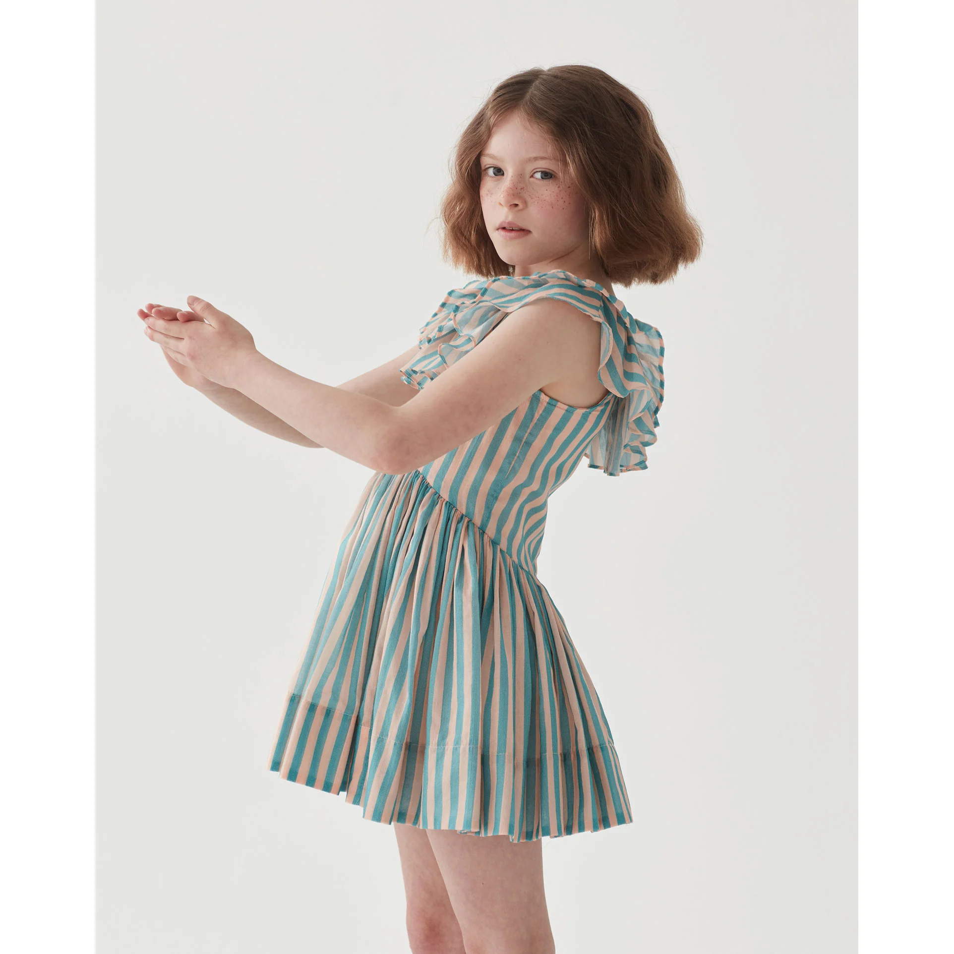 The Middle Daughter  Just Peachy/ The Pool Voile Stripe Postcard Dress - Image 5