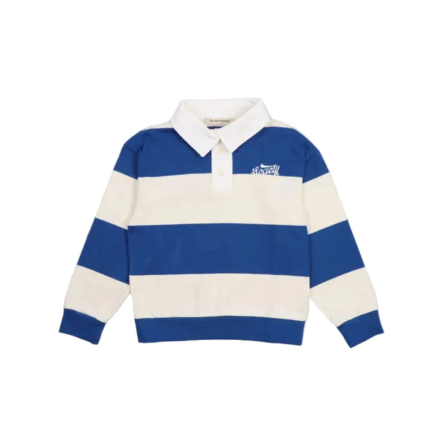 The New Society  Deep Sea Blue Stripes Brezo Polo