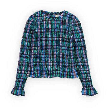 The New Society Infinite Navy Checks Lidia Blouse