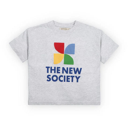 The New Society  Light Grey Melange TNS Logo T-Shirt