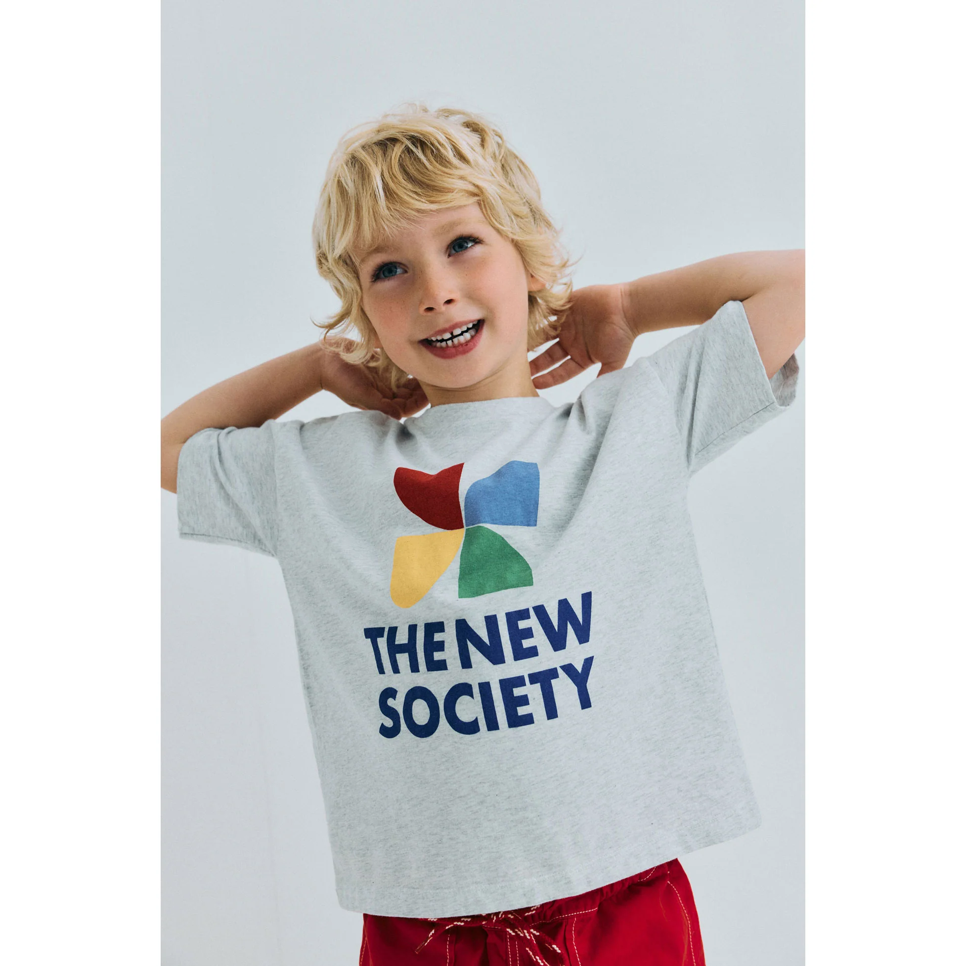 The New Society  Light Grey Melange TNS Logo T-Shirt - Image 2