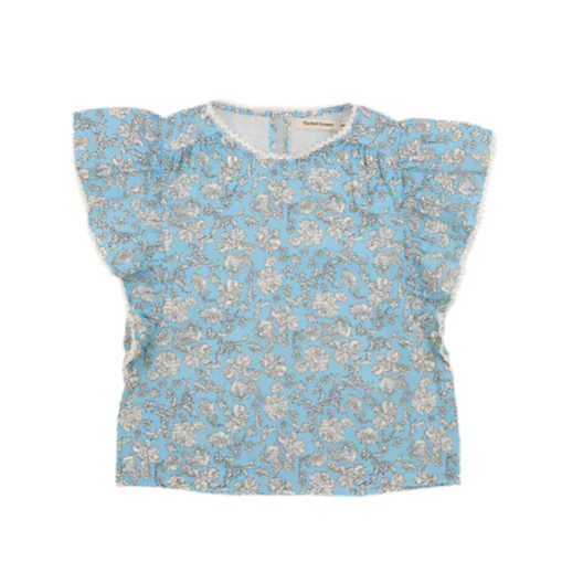 The New Society Peony Powder Blue Print Melina Blouse