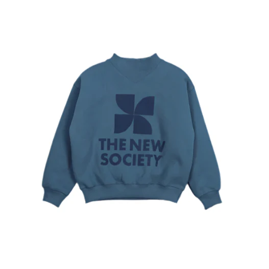 The New Society Void Blue TNS Logo Rib Collar Sweatshirt