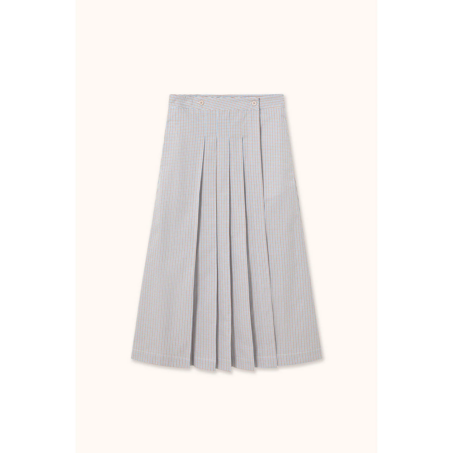 The Tiny Big Sister Blue Grey/Almond Small Check Wrap Skirt