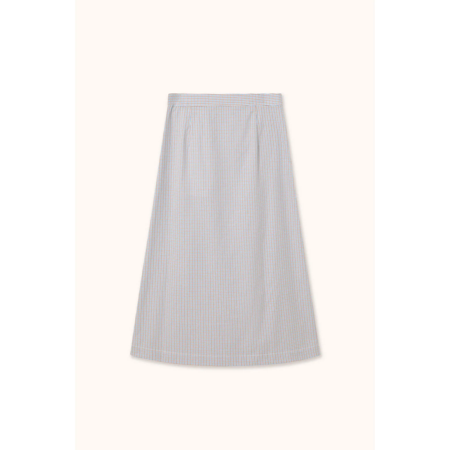 The Tiny Big Sister Blue Grey/Almond Small Check Wrap Skirt - Image 2