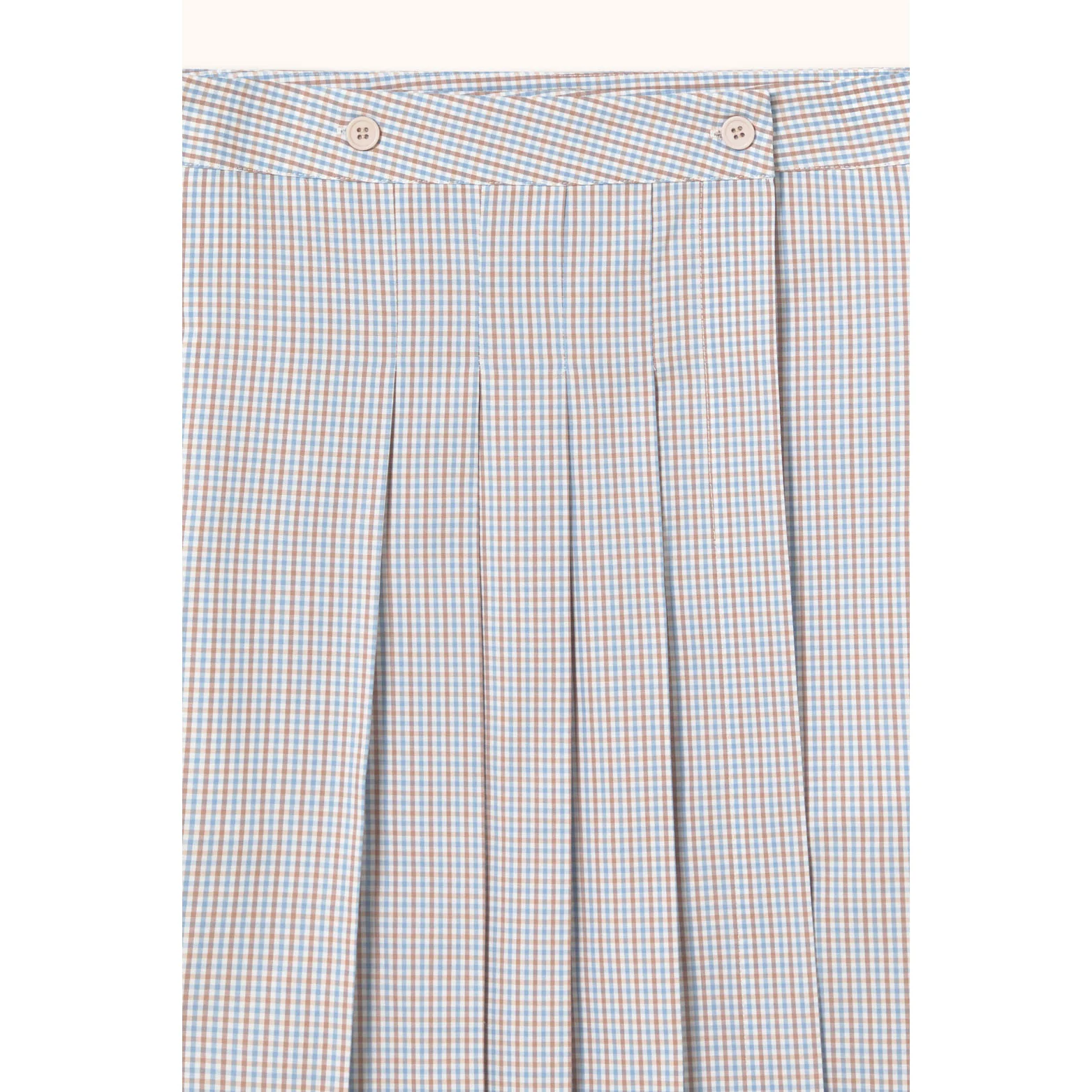 The Tiny Big Sister Blue Grey/Almond Small Check Wrap Skirt - Image 3