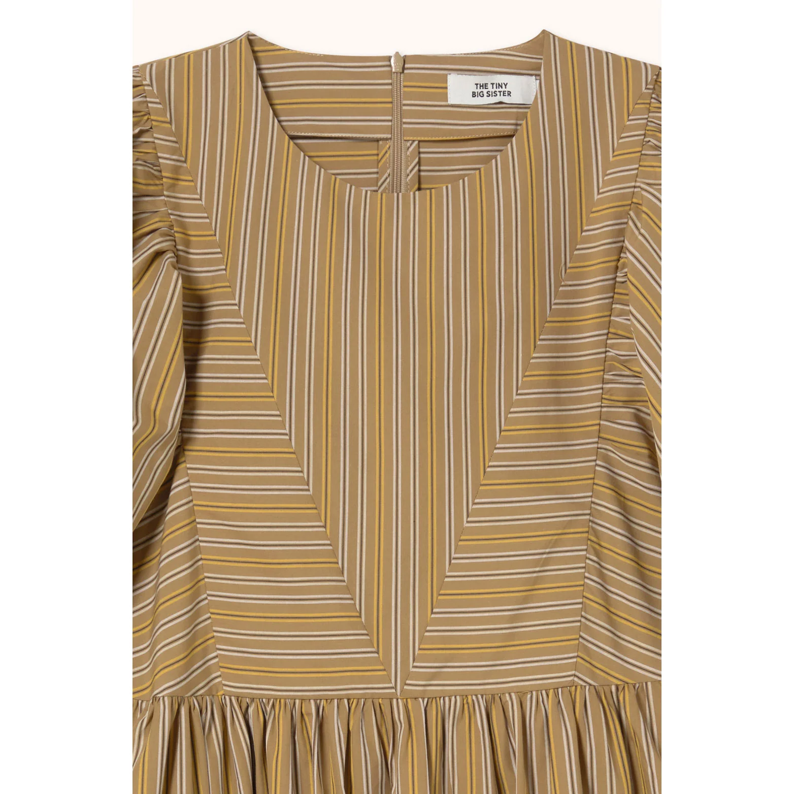 The Tiny Big Sister Light Brown Striped Dress - Image 3