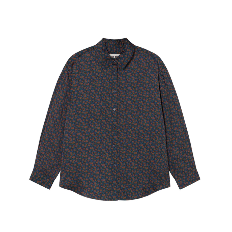 The Tiny Big Sister Light Navy Small Flowers Relaxed Womens Shirt