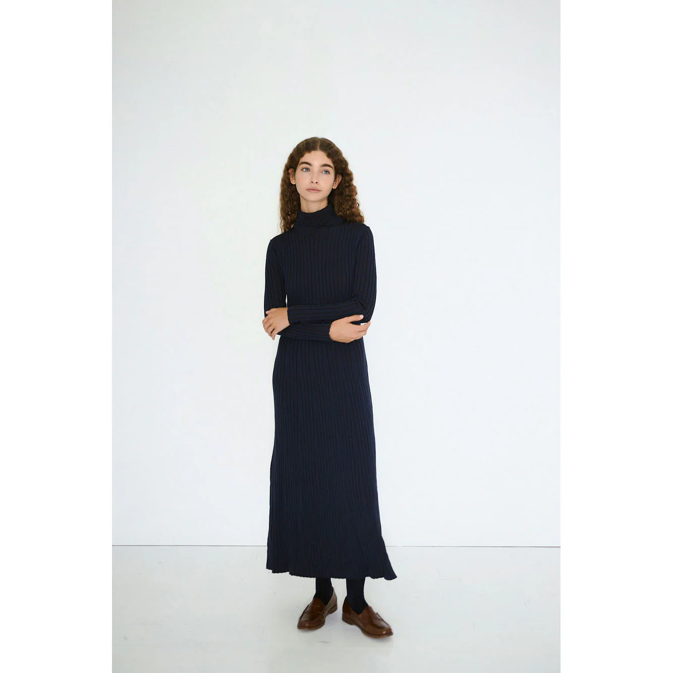 The Tiny Big Sister Navy Turtleneck Womens Dress - Image 3