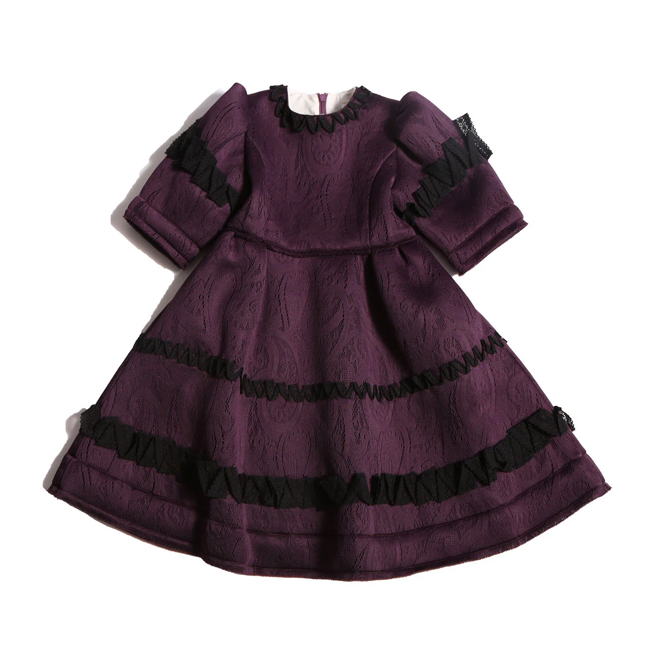 Tia Cibani Prune Ruffle Lace Gael Dress