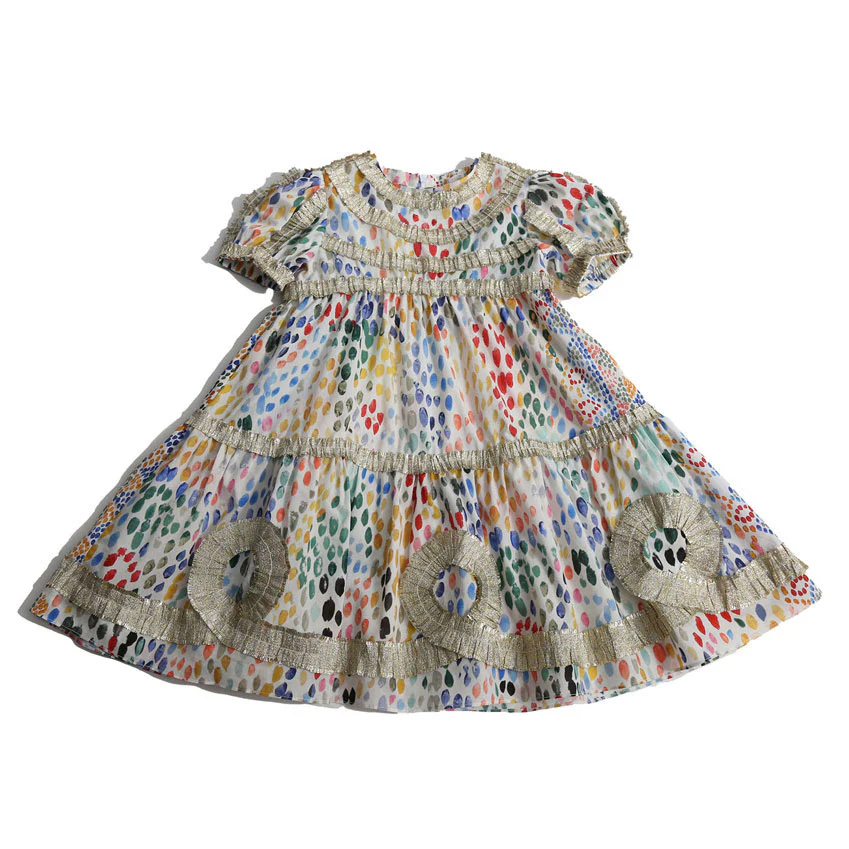 Tia Cibani Rainbow Alexandra Ribbon Pleated Frock
