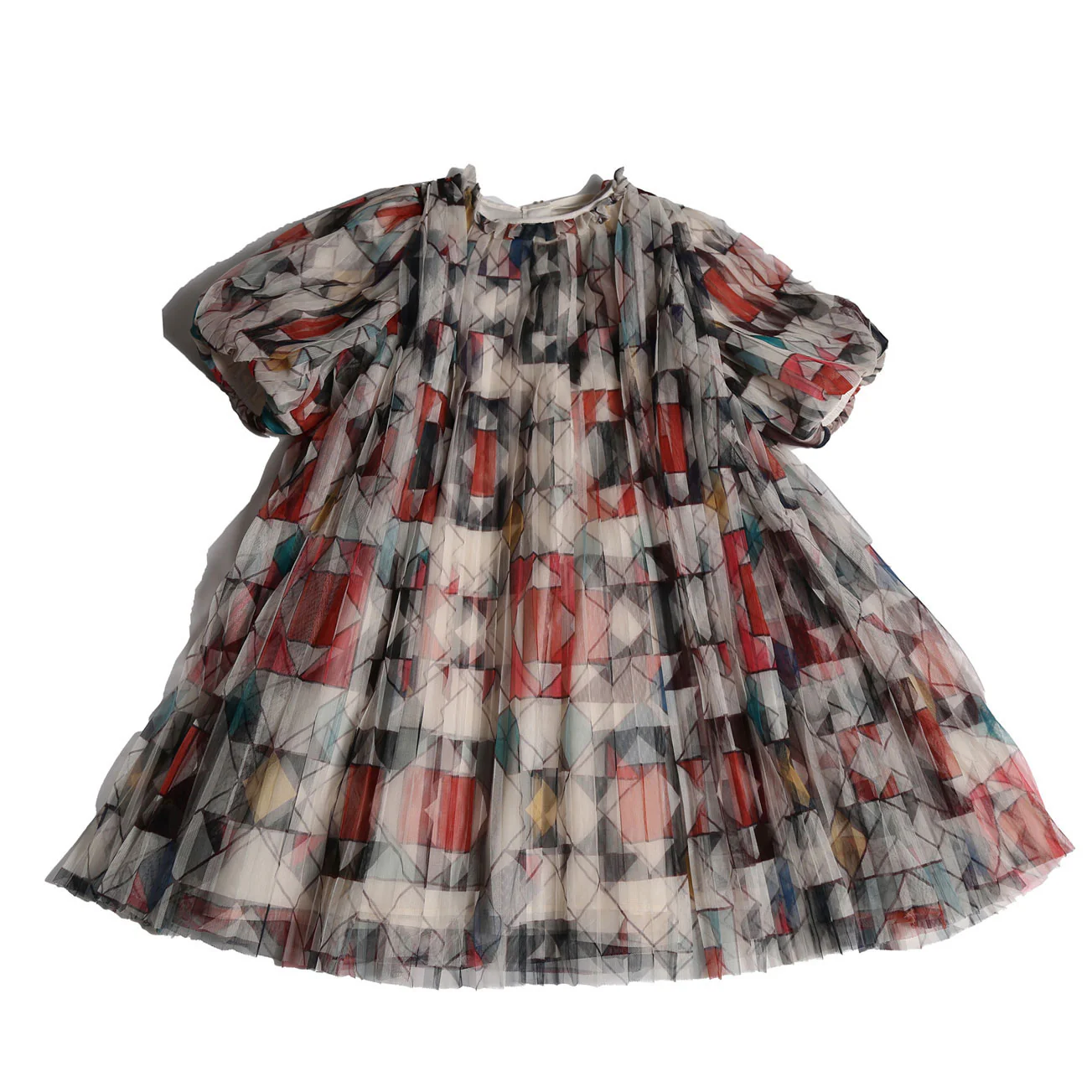 Tia Cibani Rainbow Crush Pleated Smock Dress