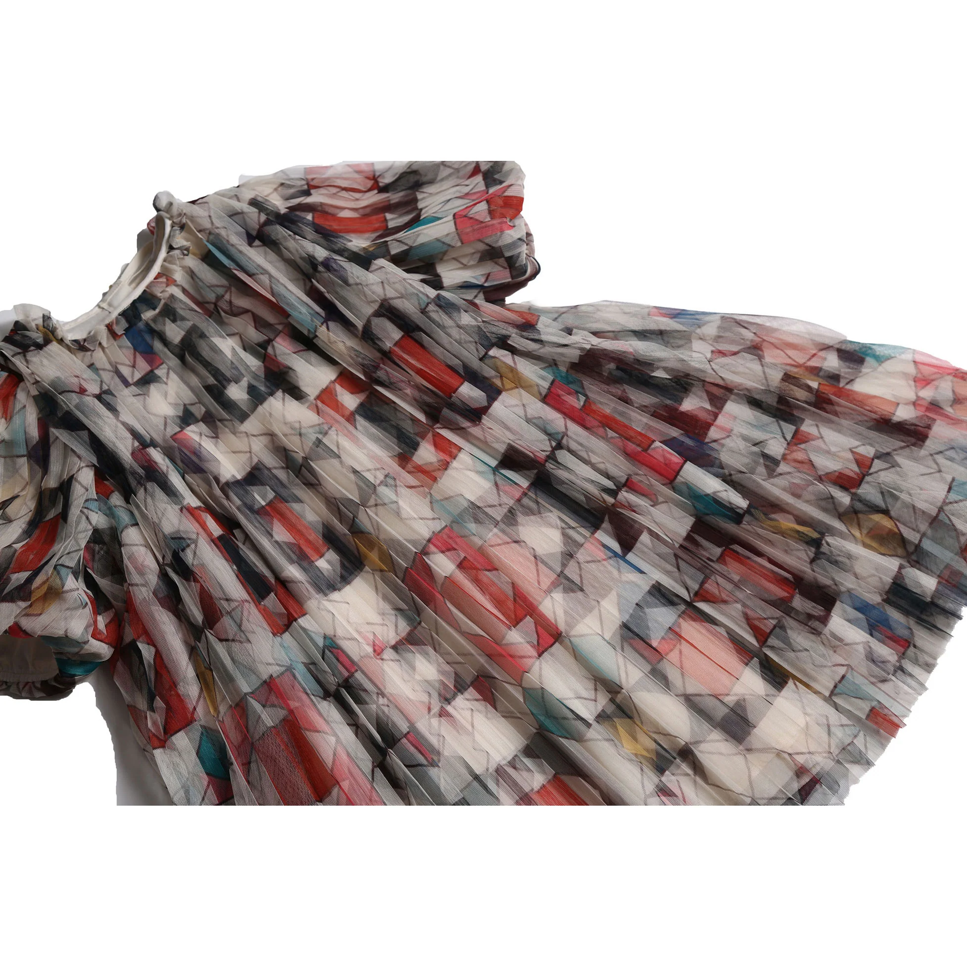 Tia Cibani Rainbow Crush Pleated Smock Dress - Image 5