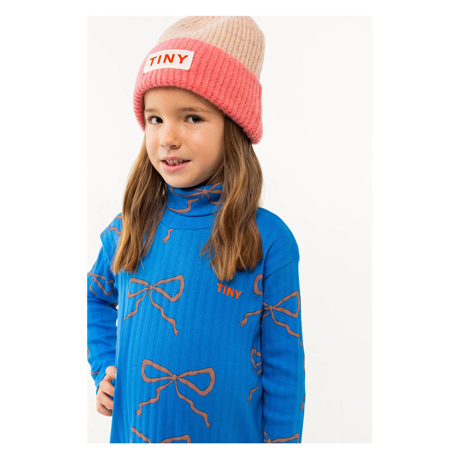 Tiny Cottons Blue Bows Mockneck Dress - Image 3