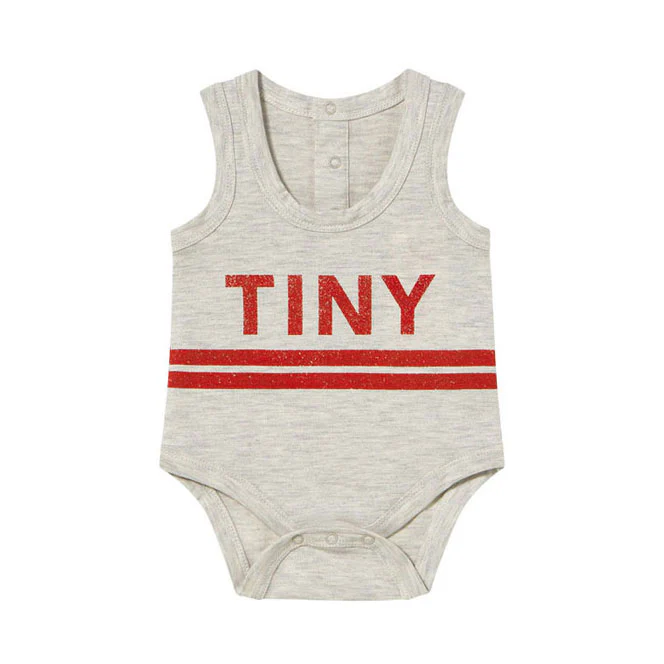 Tiny Cottons Cream Stripes Logo  Bodysuit