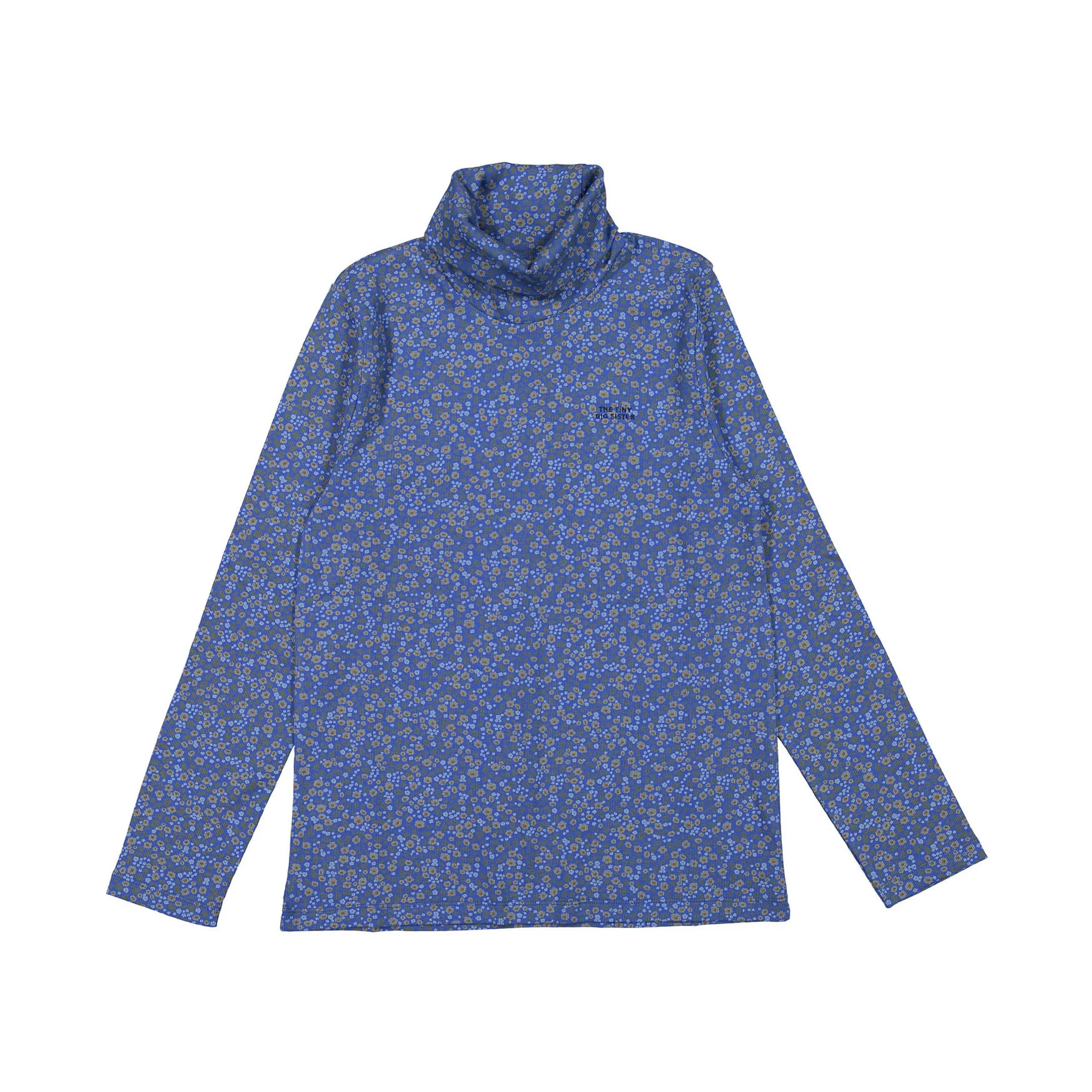 Tiny Cottons Dark Blue Flowers Womens Turtleneck