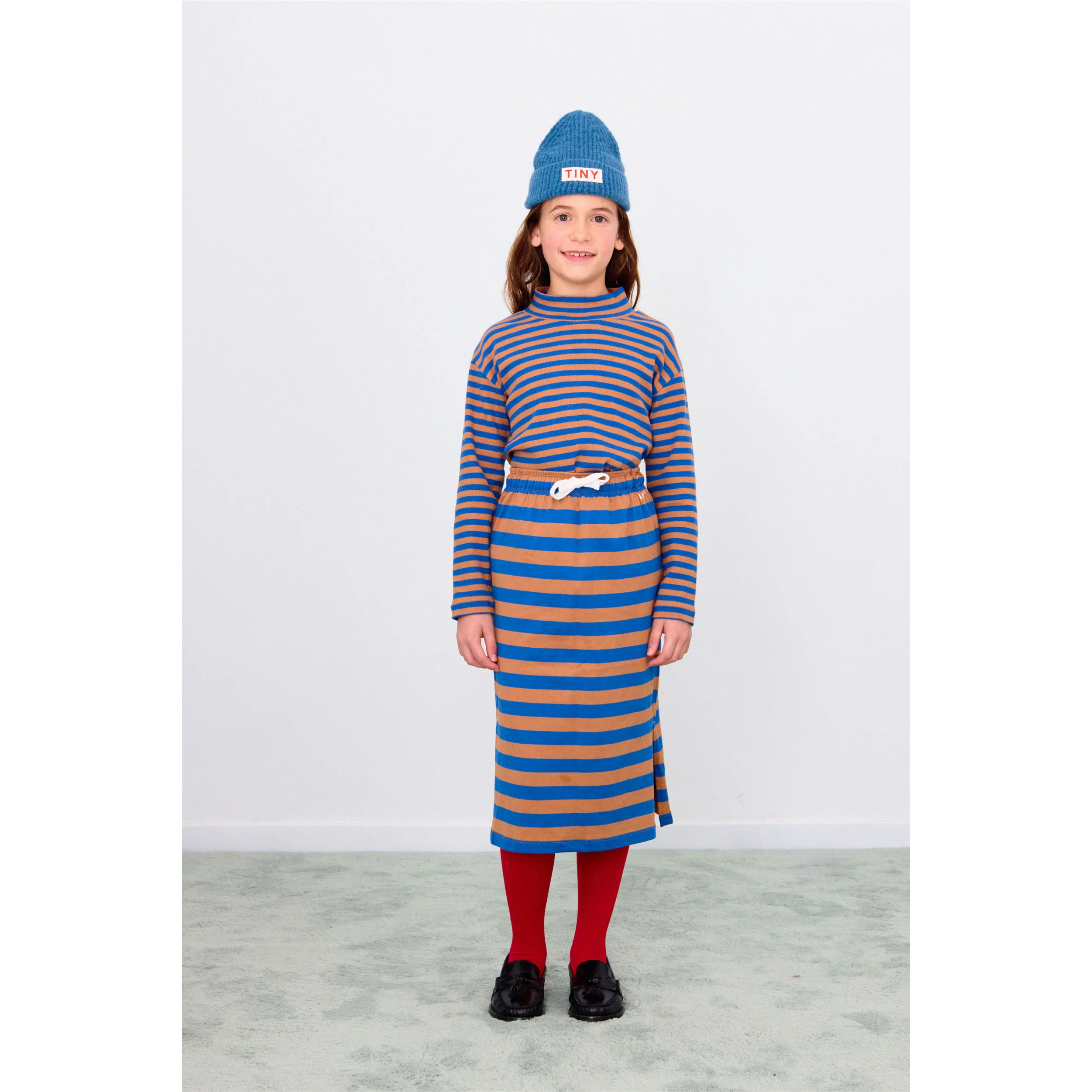 Tiny Cottons Dark Blue Stripes Knit Long Skirt - Image 2