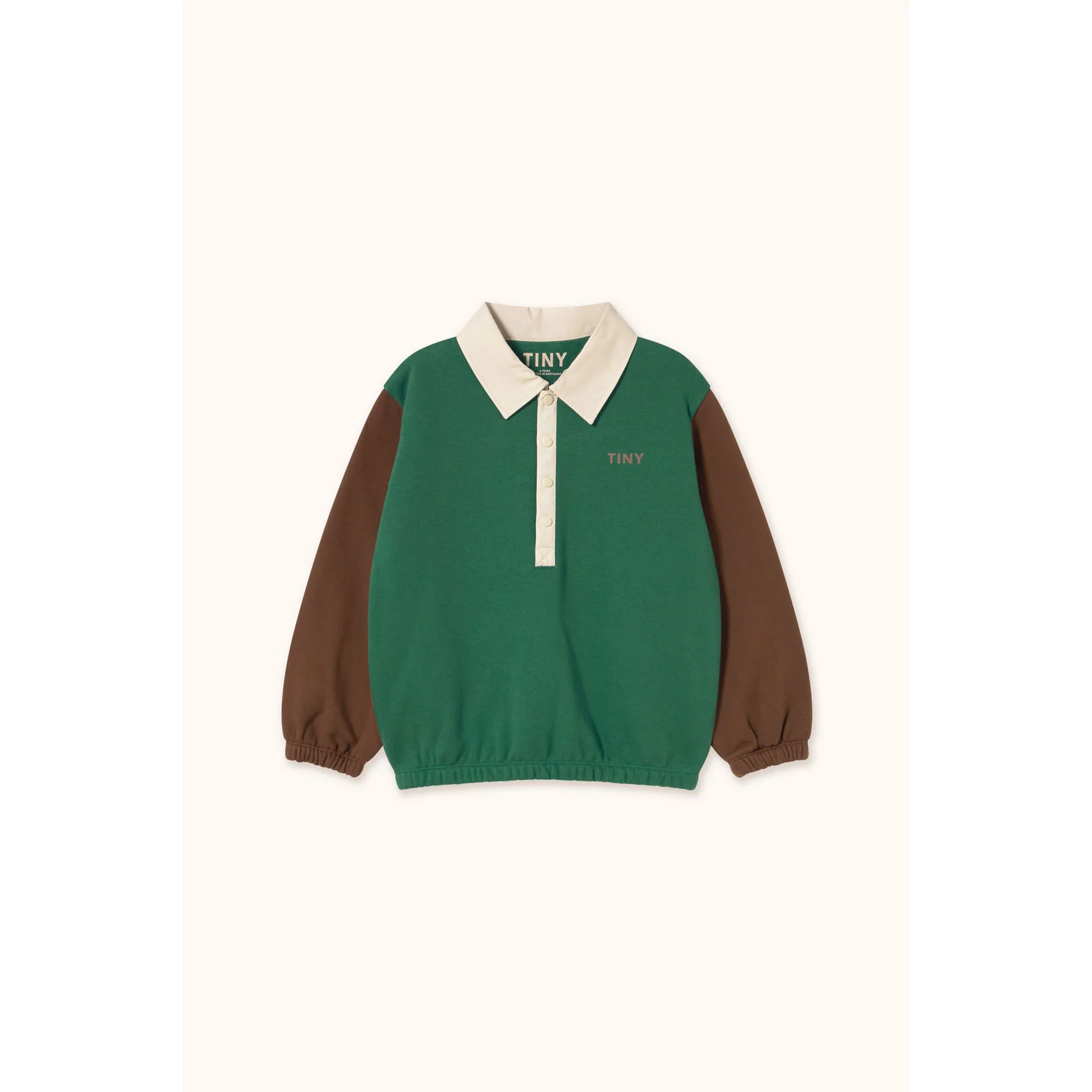 Tiny Cottons Dark Green Color Block Polo Sleeve Tee