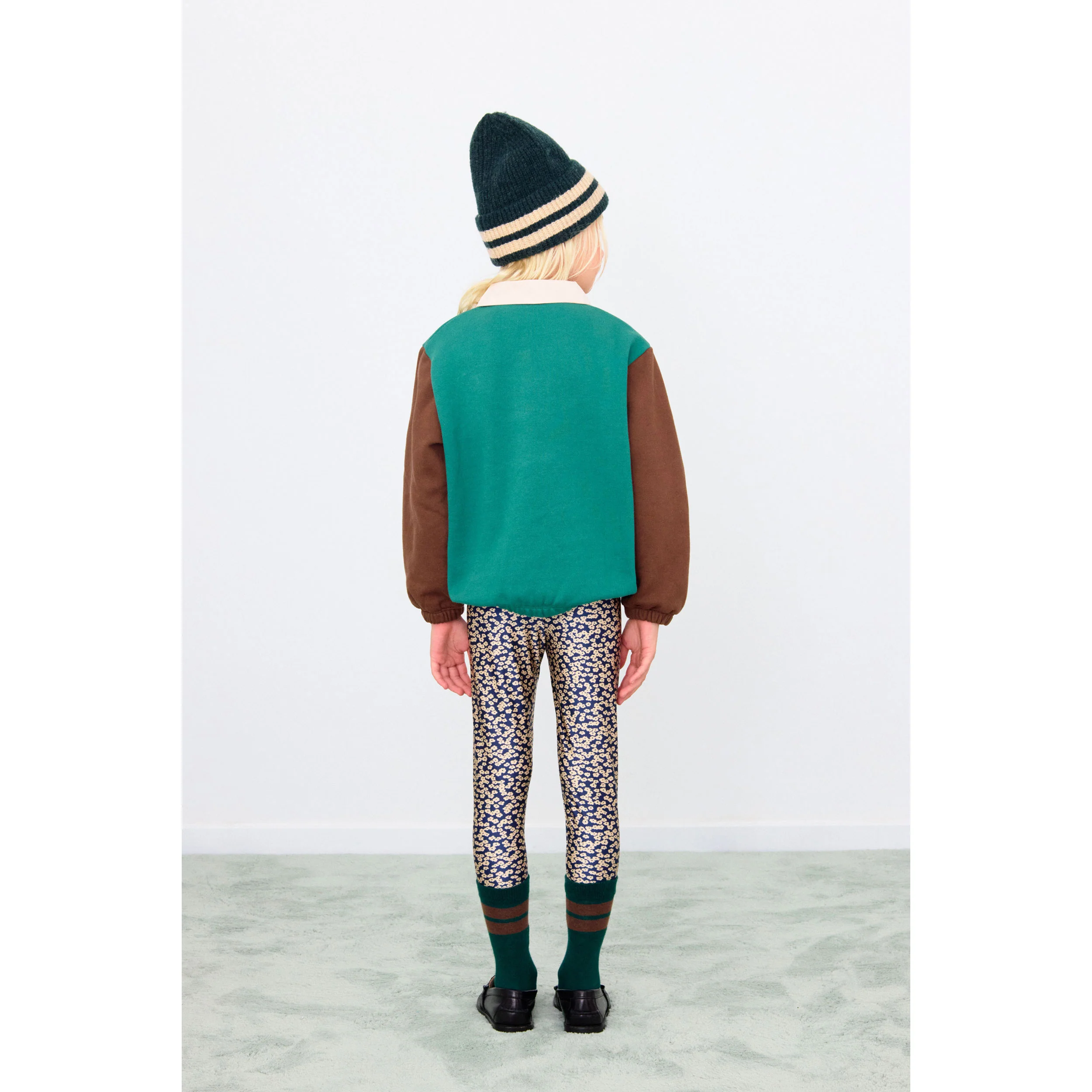 Tiny Cottons Dark Green Color Block Polo Sleeve Tee - Image 4